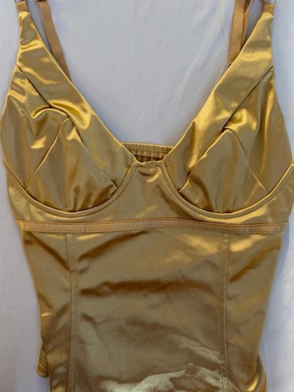 Y2K Gold Satin Shapewear Bodysuit